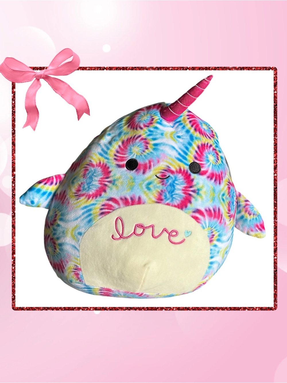 NWT Squishmallow Milaina the Narwhal 12" Valentine Tie Dye Plush